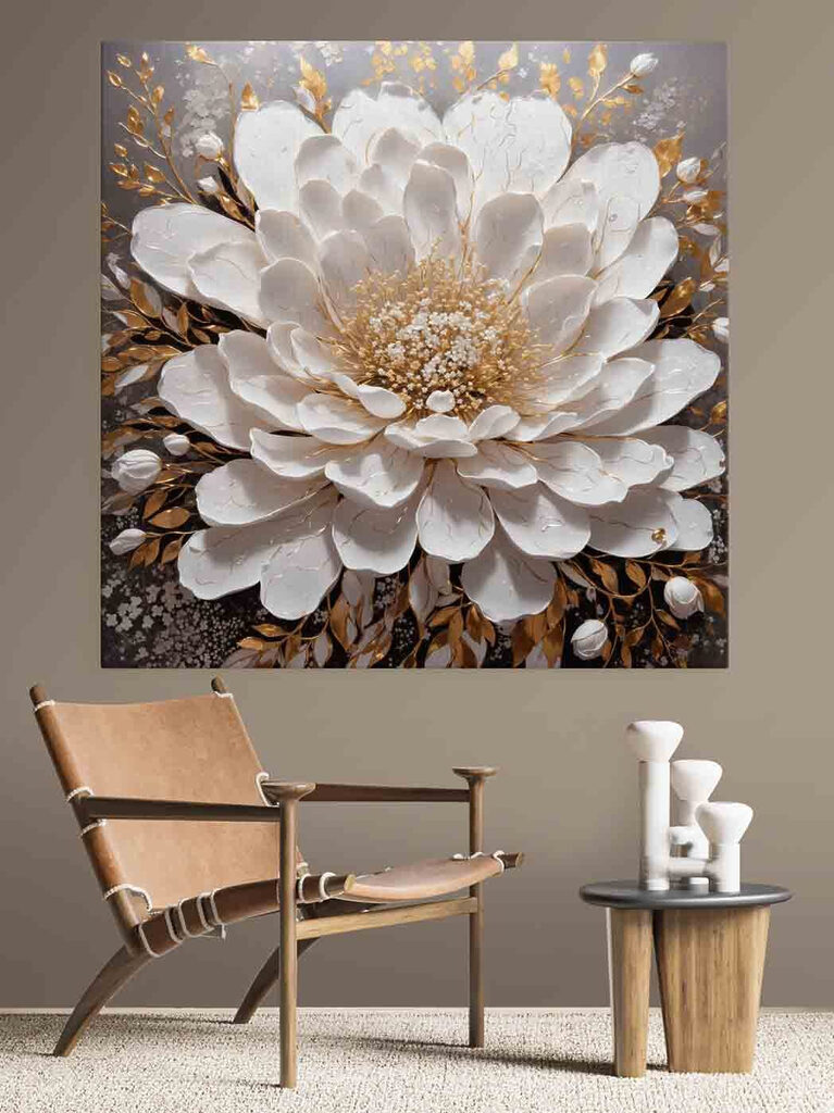 Elegant white flower with metallic accents