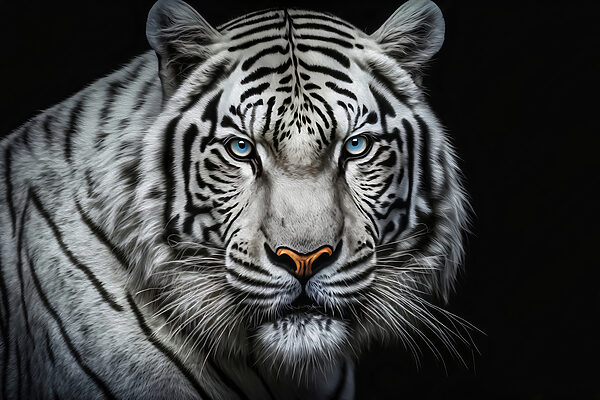 A white tiger with blue eyes