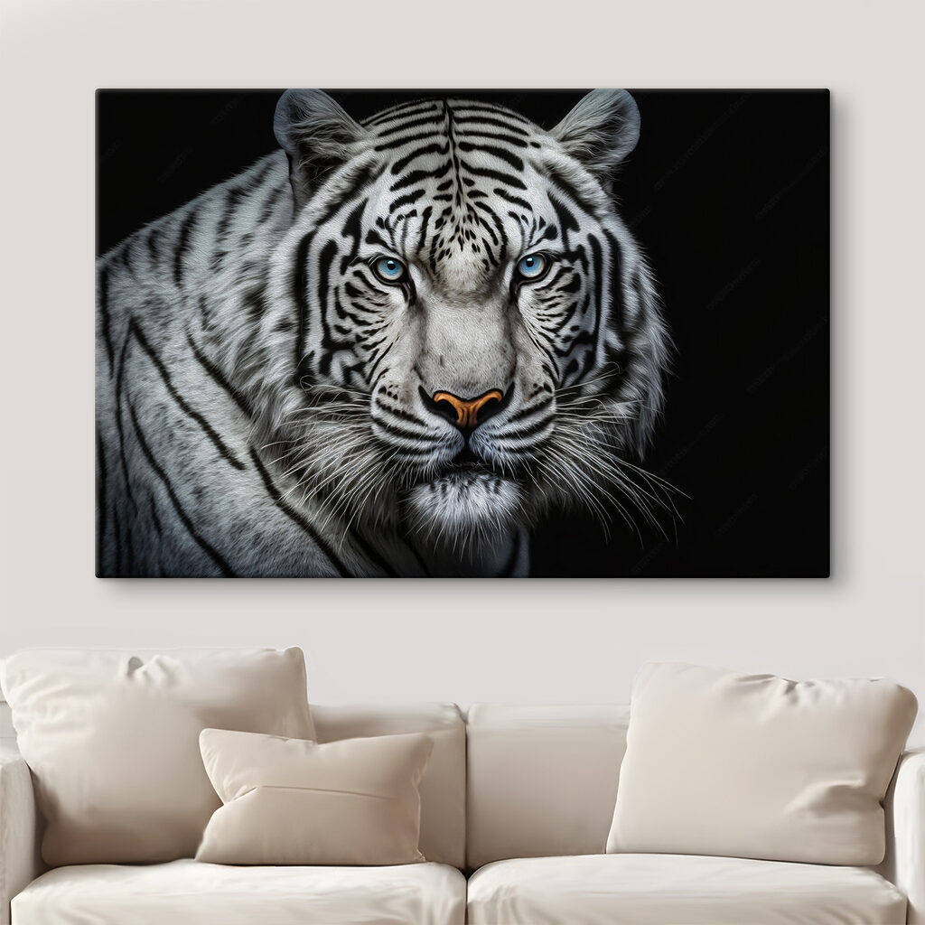 A white tiger with blue eyes