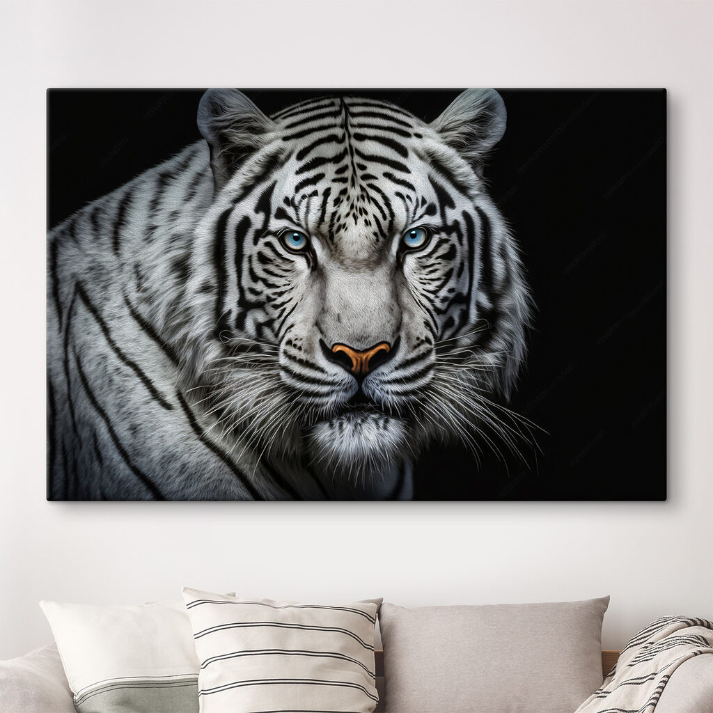 A white tiger with blue eyes