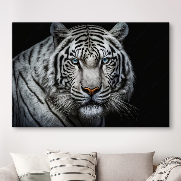 A white tiger with blue eyes