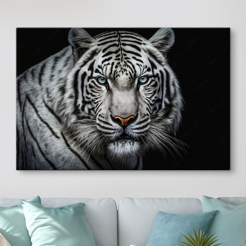 A white tiger with blue eyes