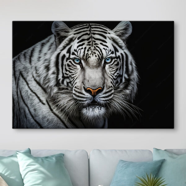 A white tiger with blue eyes