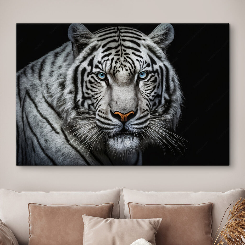 A white tiger with blue eyes