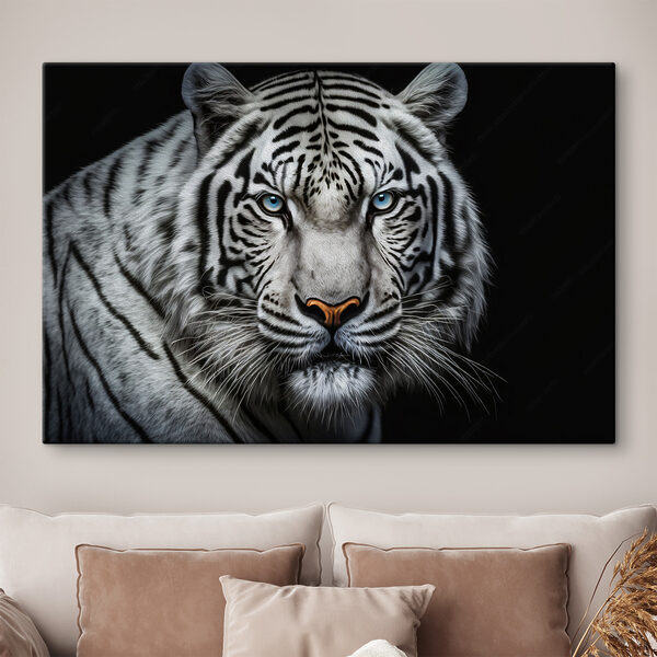 A white tiger with blue eyes