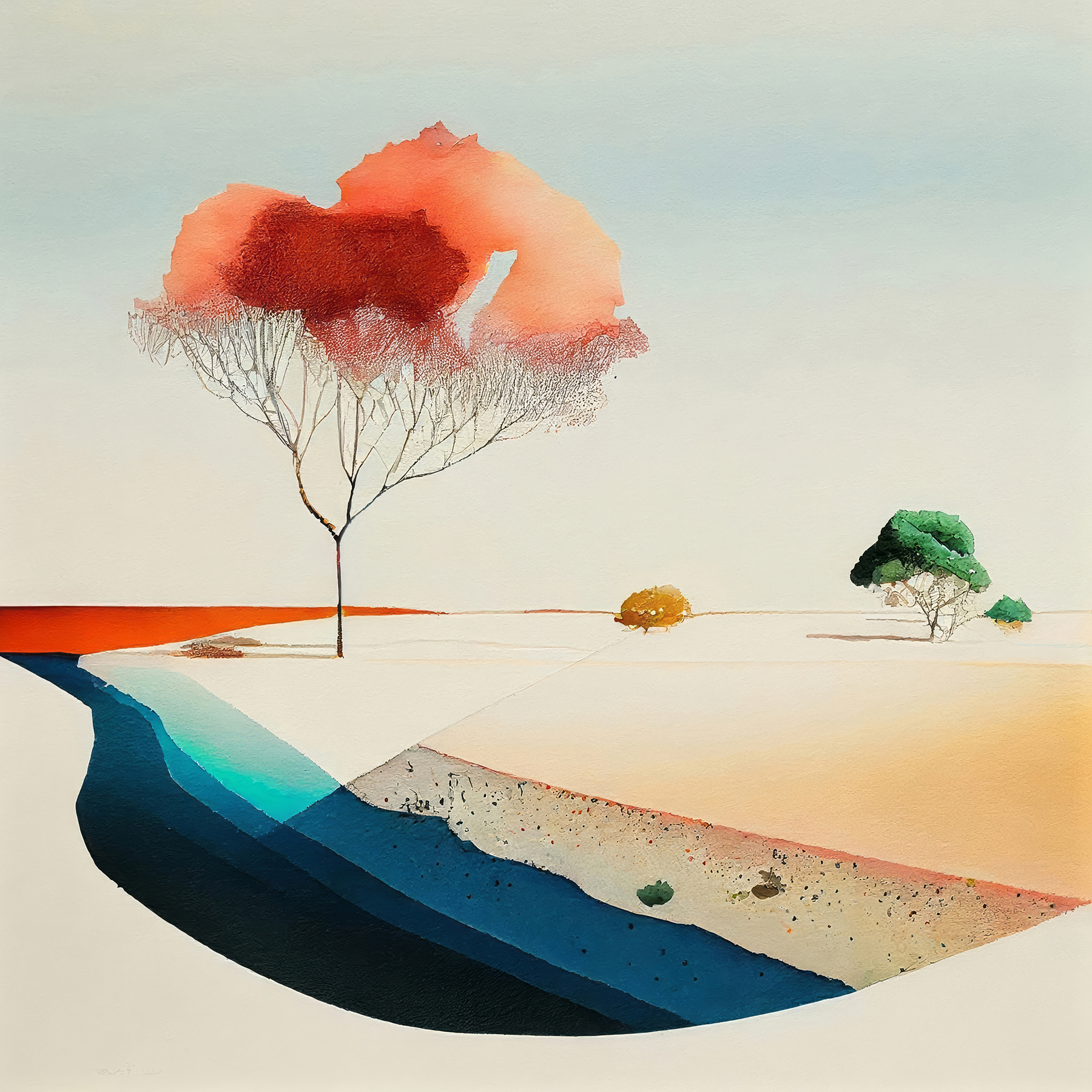 A watercolor painting of a tree