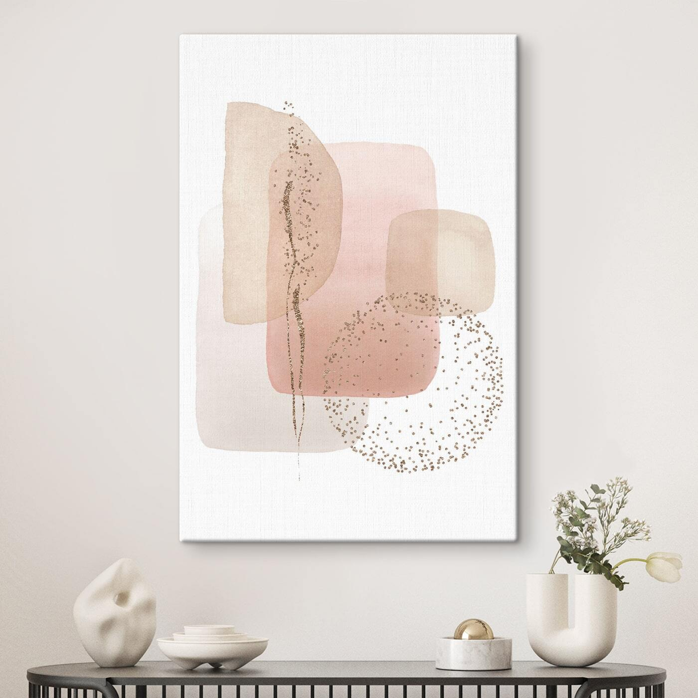 A watercolor painting of squares and dots