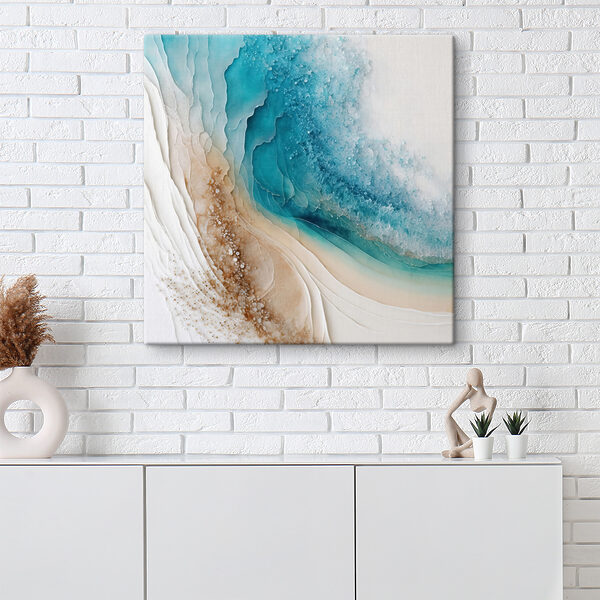 A blue and white watercolor painting