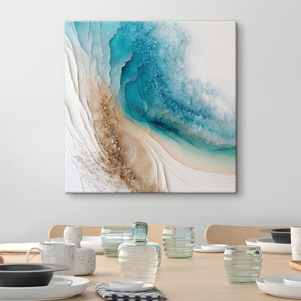 A blue and white watercolor painting