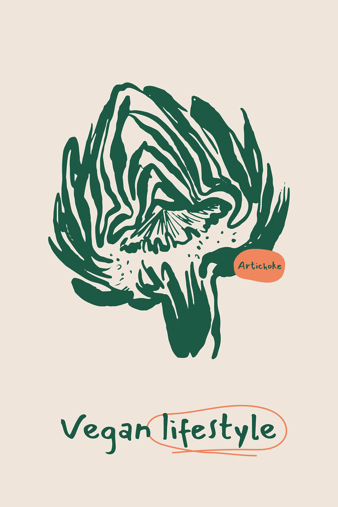 A green and white drawing of a plant