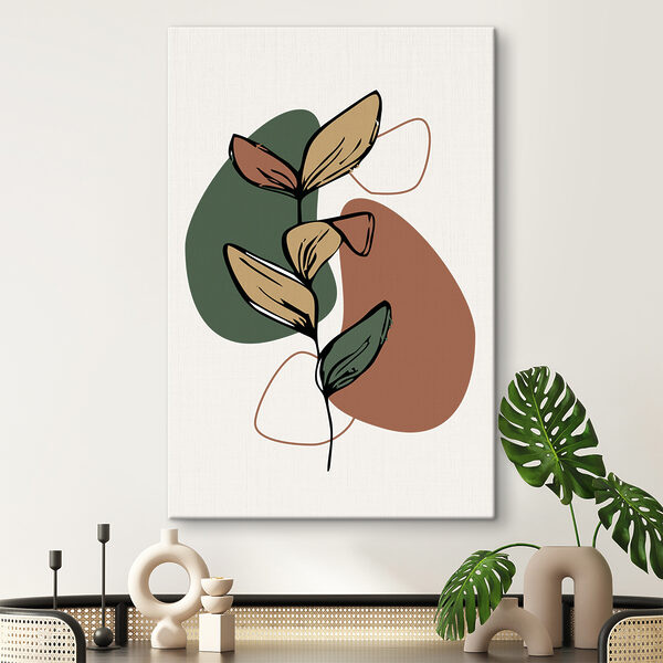 Cuadros Una planta con hojas y unos cuantos círculos