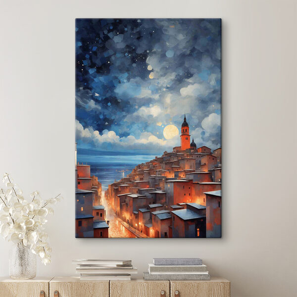 A city with a tower and a building in the middle