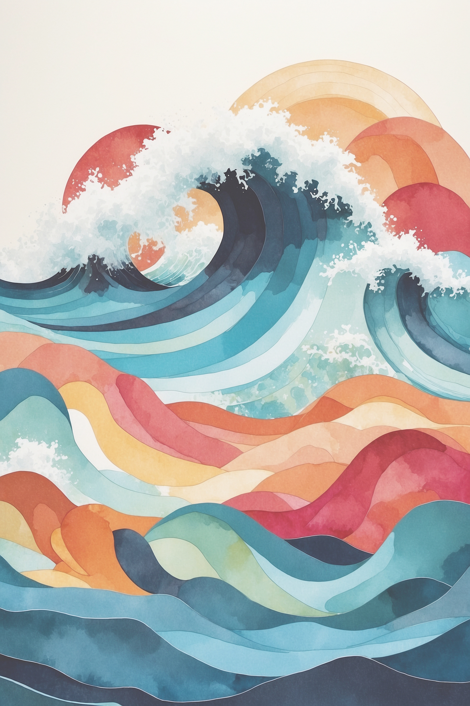 A watercolor painting of waves