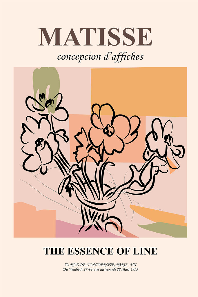 A drawing of flowers in a vase