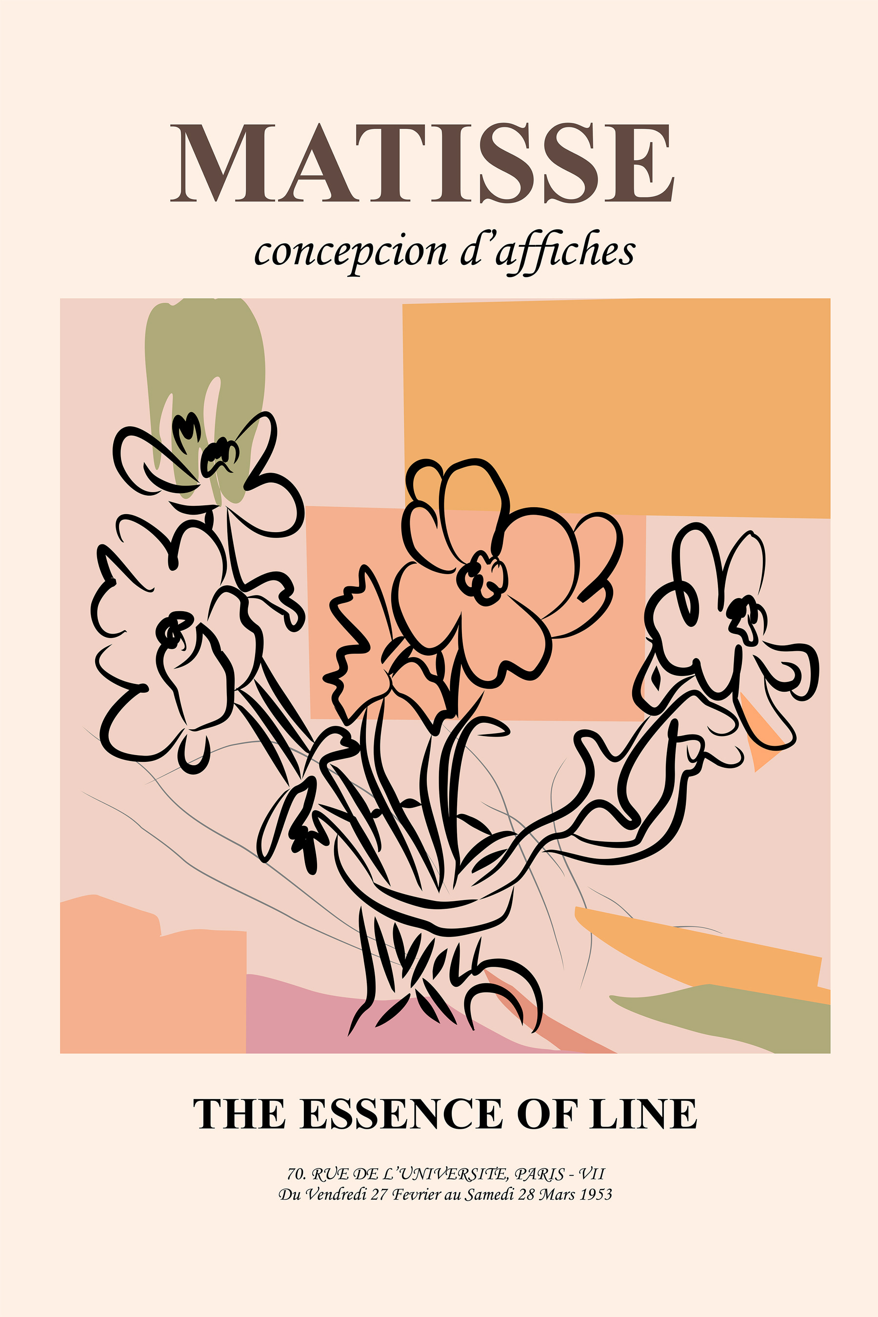 A drawing of flowers in a vase