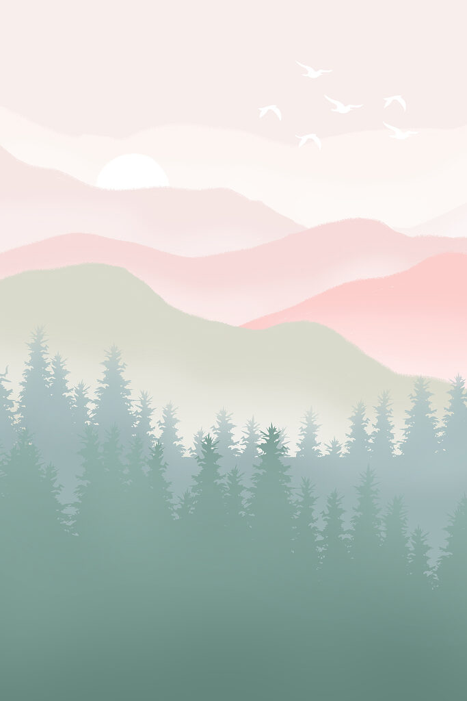 A landscape with trees and mountains A landscape with trees and mountains