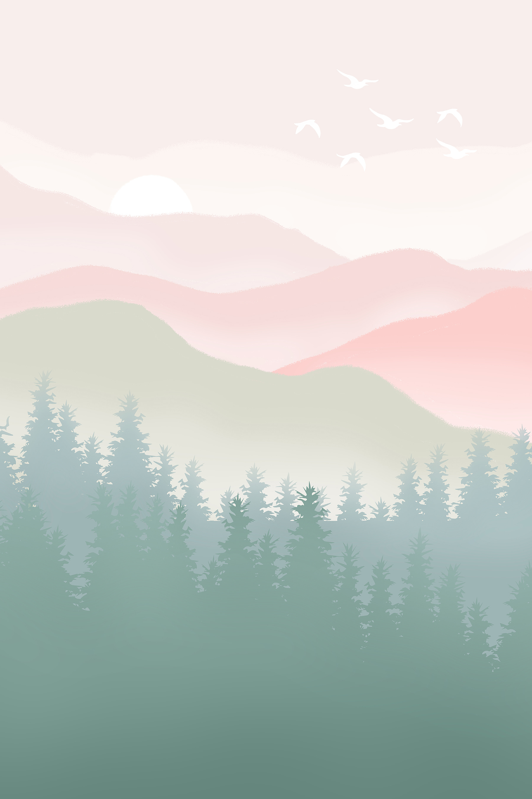 A landscape with trees and mountains A landscape with trees and mountains