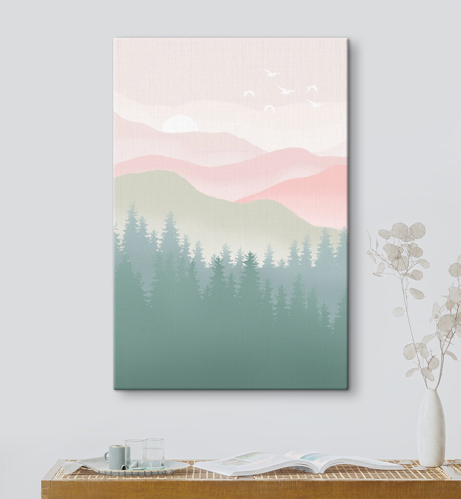 A landscape with trees and mountains A landscape with trees and mountains