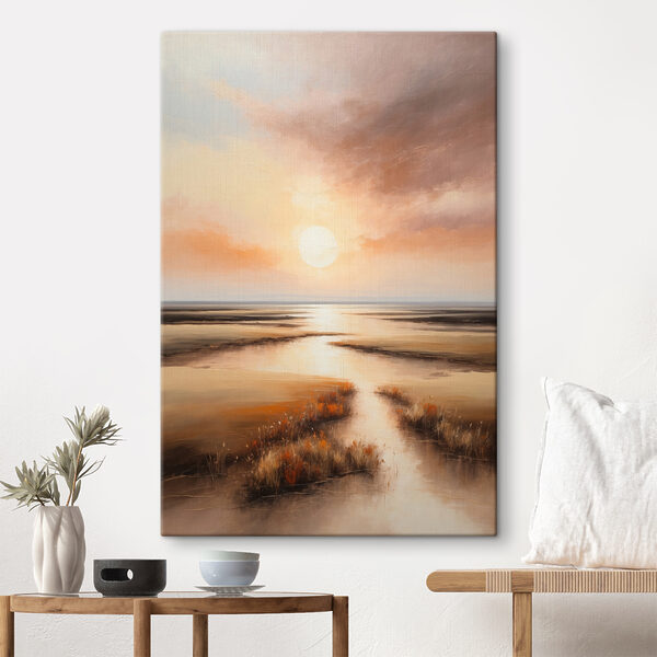 Cuadros Un cuadro que representa una puesta de sol sobre un pantano (SKU: s36436) Cuadros Cuadros Un cuadro que representa una puesta de sol sobre un pantano (SKU: s36436)