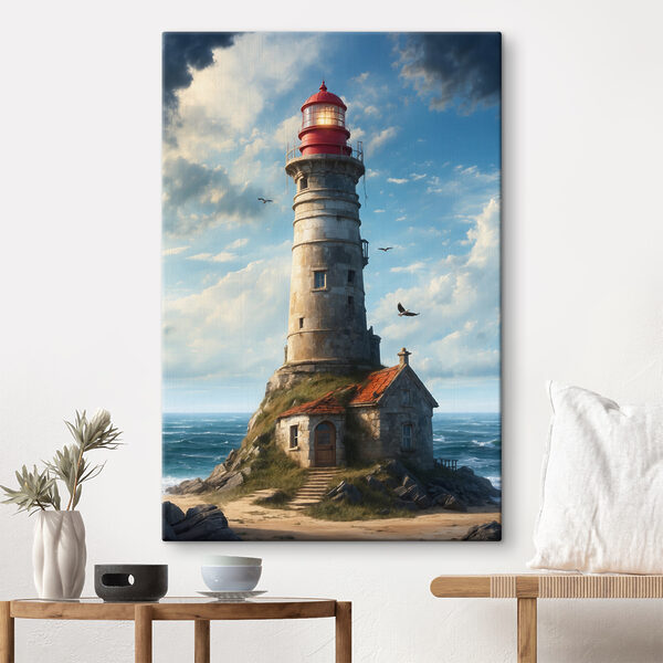 Cuadros Un faro sobre un peñón con la isla Ford al fondo