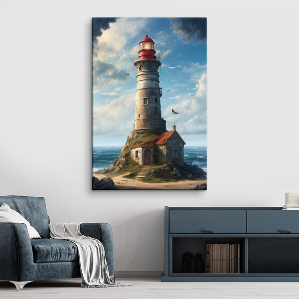 A lighthouse on a rock with Ford Island in the background