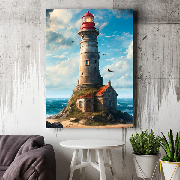 A lighthouse on a rock with Ford Island in the background