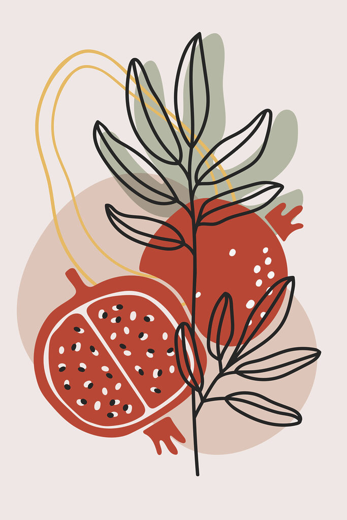 A fruit and plant with leaves A fruit and plant with leaves