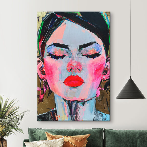 Cuadros Un cuadro en el que aparece una mujer con los ojos cerrados (SKU: s36566) Cuadros Cuadros Un cuadro en el que aparece una mujer con los ojos cerrados (SKU: s36566)