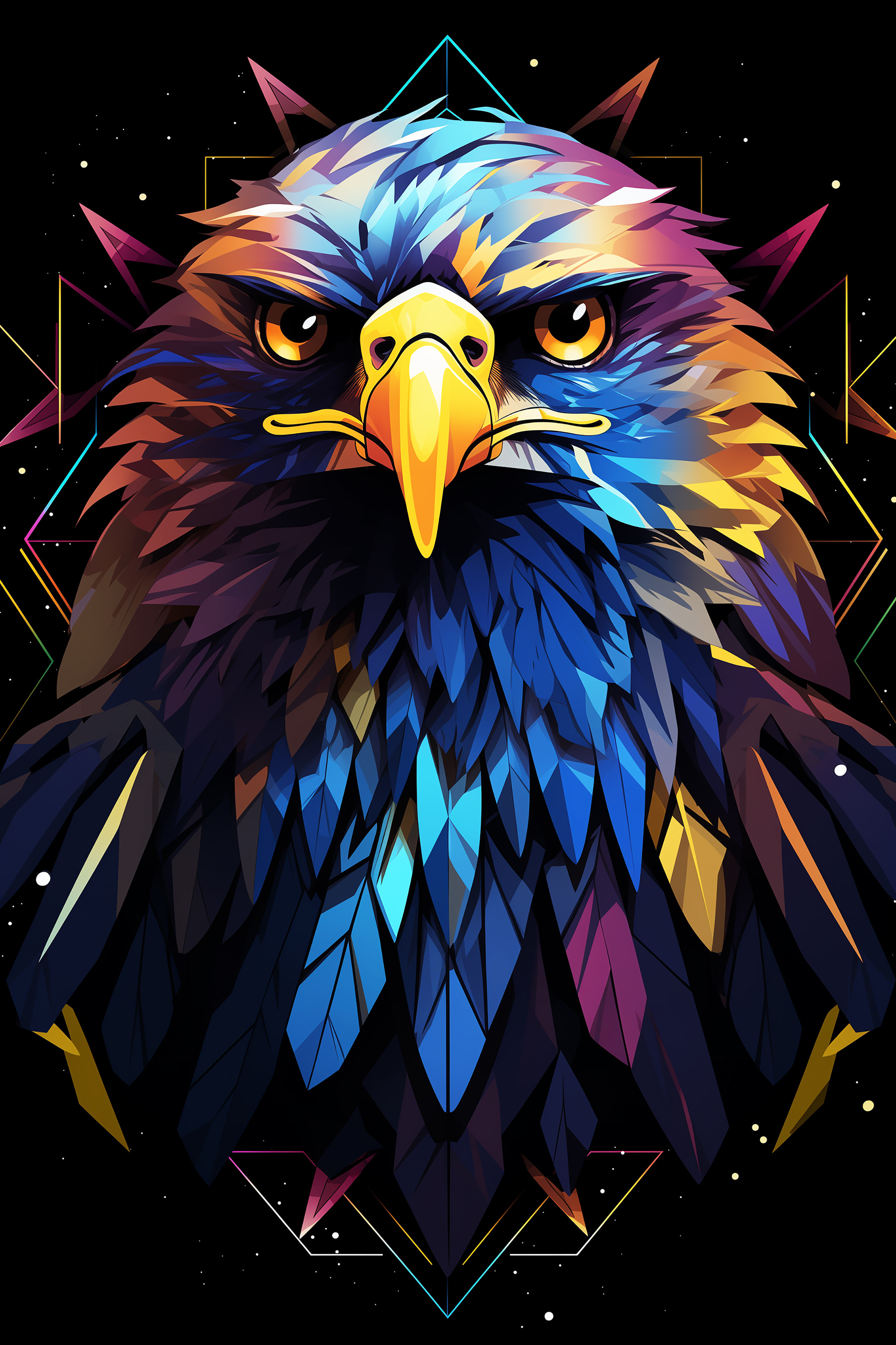 A colorful bird with a yellow beak A colorful bird with a yellow beak