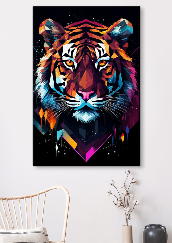Cuadros Un tigre de colores con bigotes blancos (SKU: s36666) Cuadros Cuadros Un tigre de colores con bigotes blancos (SKU: s36666)