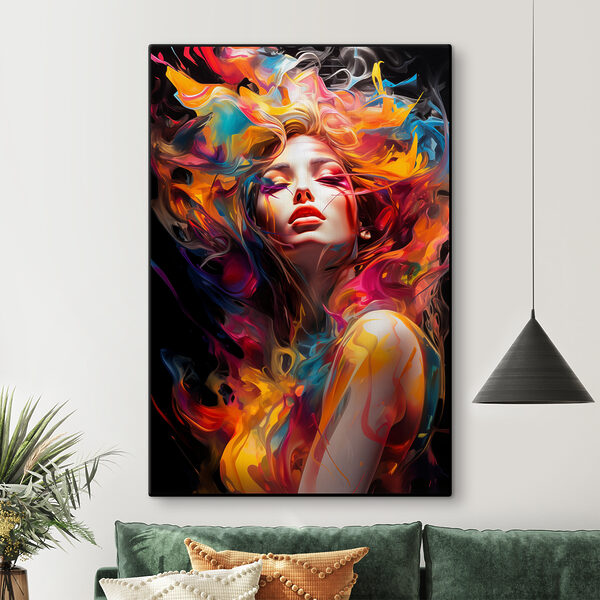 Cuadros Una mujer con el pelo de colores