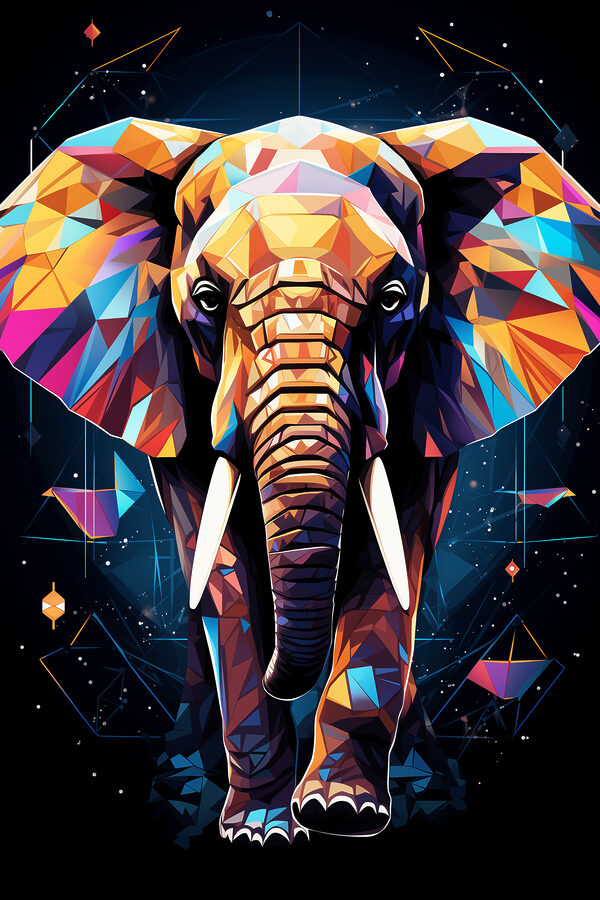 An elephant with a colorful face An elephant with a colorful face