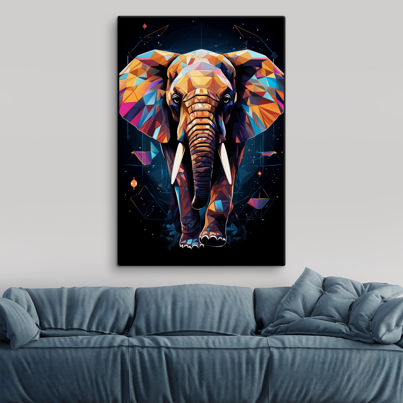An elephant with a colorful face An elephant with a colorful face