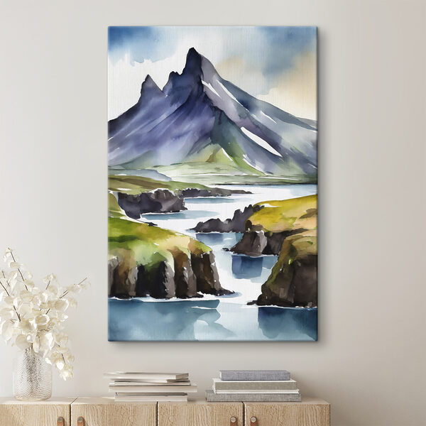 Cuadros Acuarela de una montaña y un río (SKU: s36687) Cuadros Cuadros Acuarela de una montaña y un río (SKU: s36687)