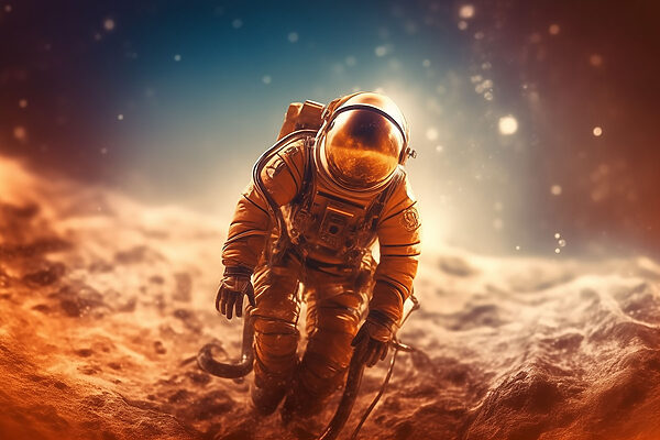 An astronaut in a space suit
