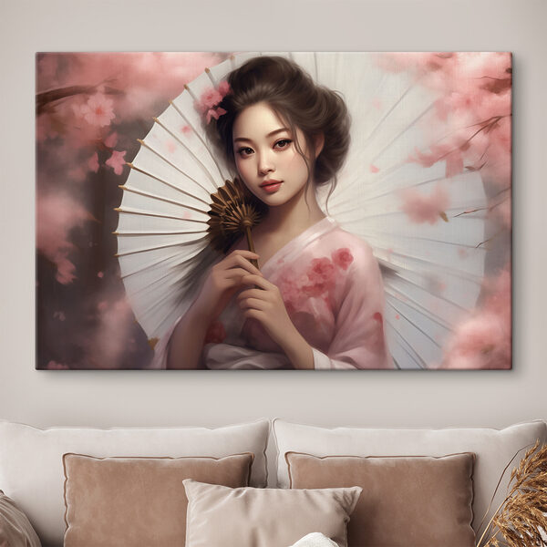 A woman holding a fan