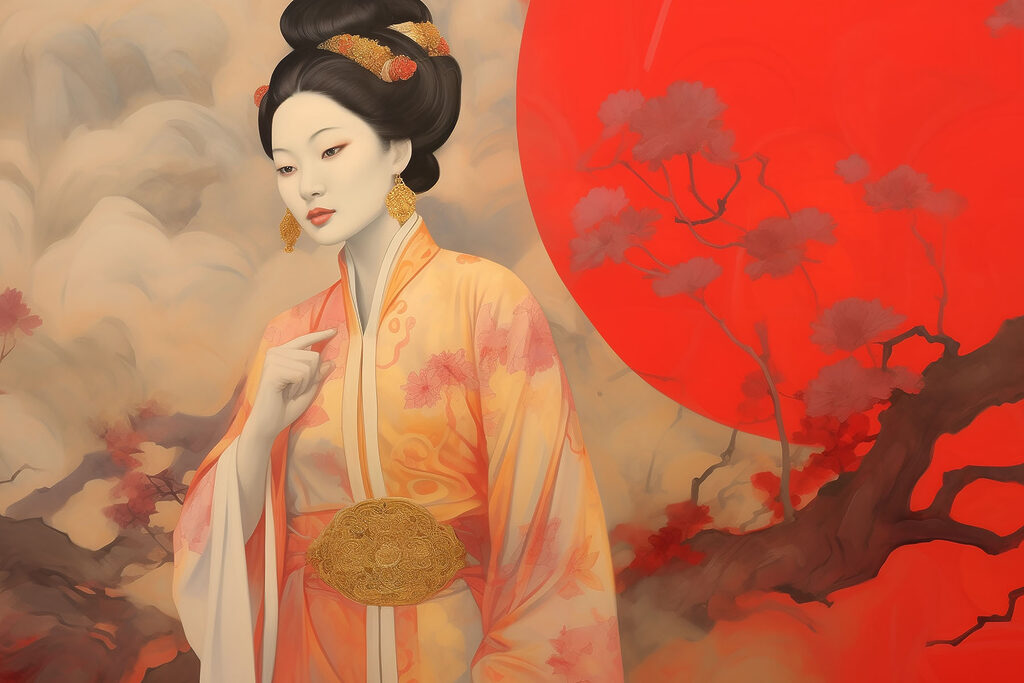 A woman in a kimono A woman in a kimono