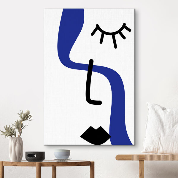 A blue and black drawing of a person with a sun A blue and black drawing of a person with a sun