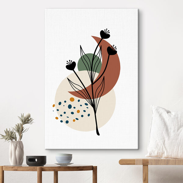 Cuadros Una flor negra con hojas y círculos (SKU: s36790) Cuadros Cuadros Una flor negra con hojas y círculos (SKU: s36790)