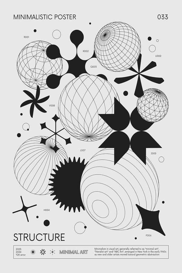 A black and white image of different shapes