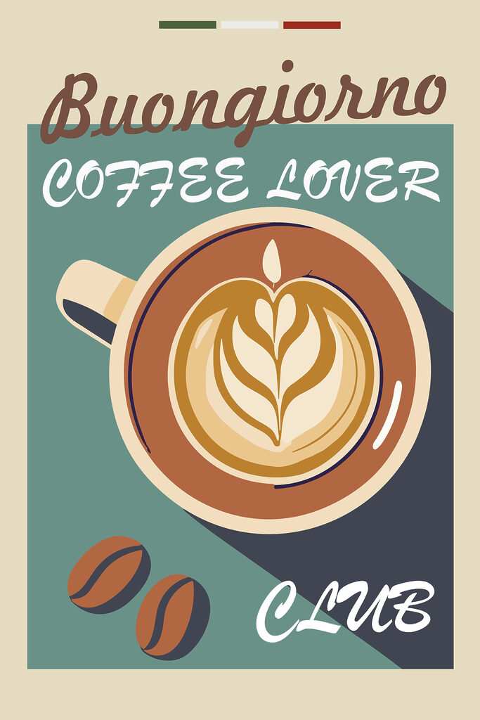 A coffee cup with a latte art on it