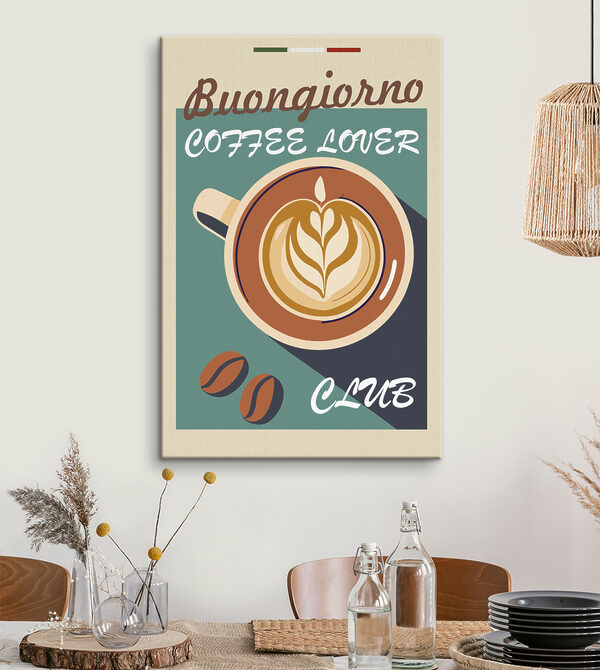 Cuadros Una taza de café con un dibujo de latte art