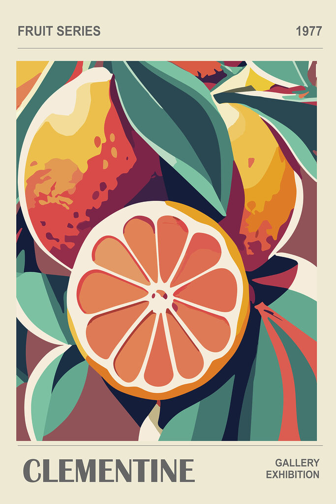 A fruit with leaves and a slice of orange A fruit with leaves and a slice of orange