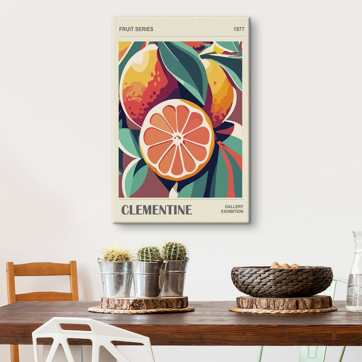 A fruit with leaves and a slice of orange A fruit with leaves and a slice of orange