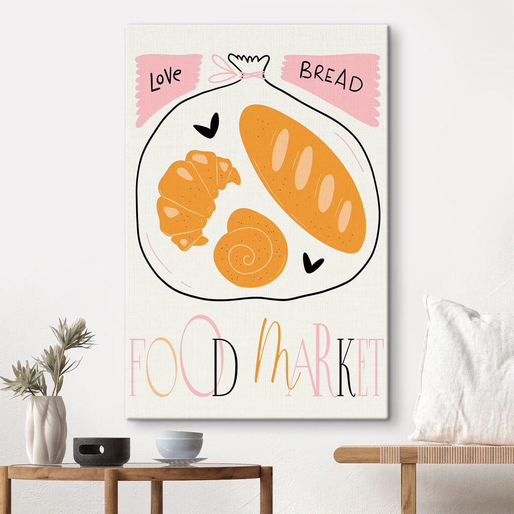 A poster with a croissant and a snail