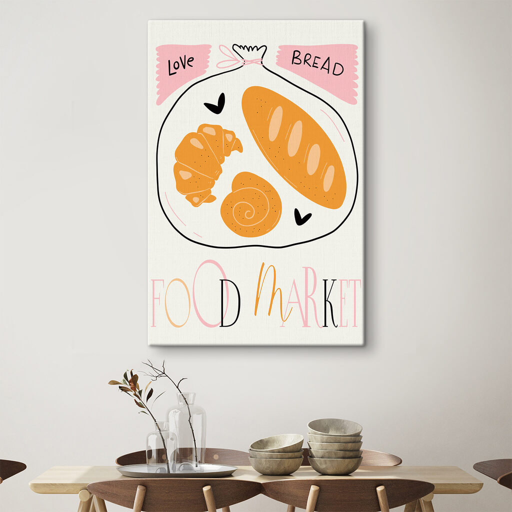 A poster with a croissant and a snail
