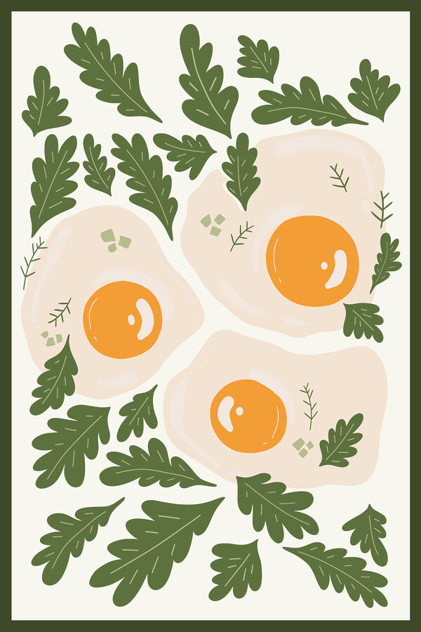A picture of eggs and leaves A picture of eggs and leaves