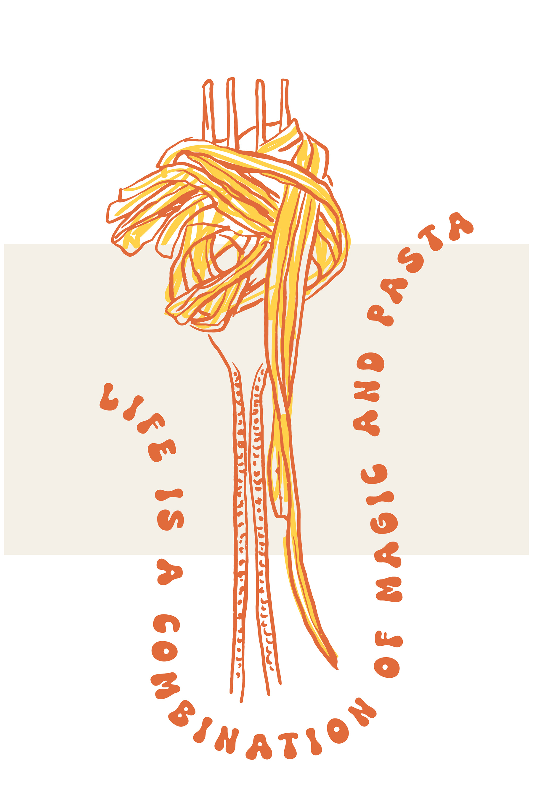 A drawing of pasta on a white background
