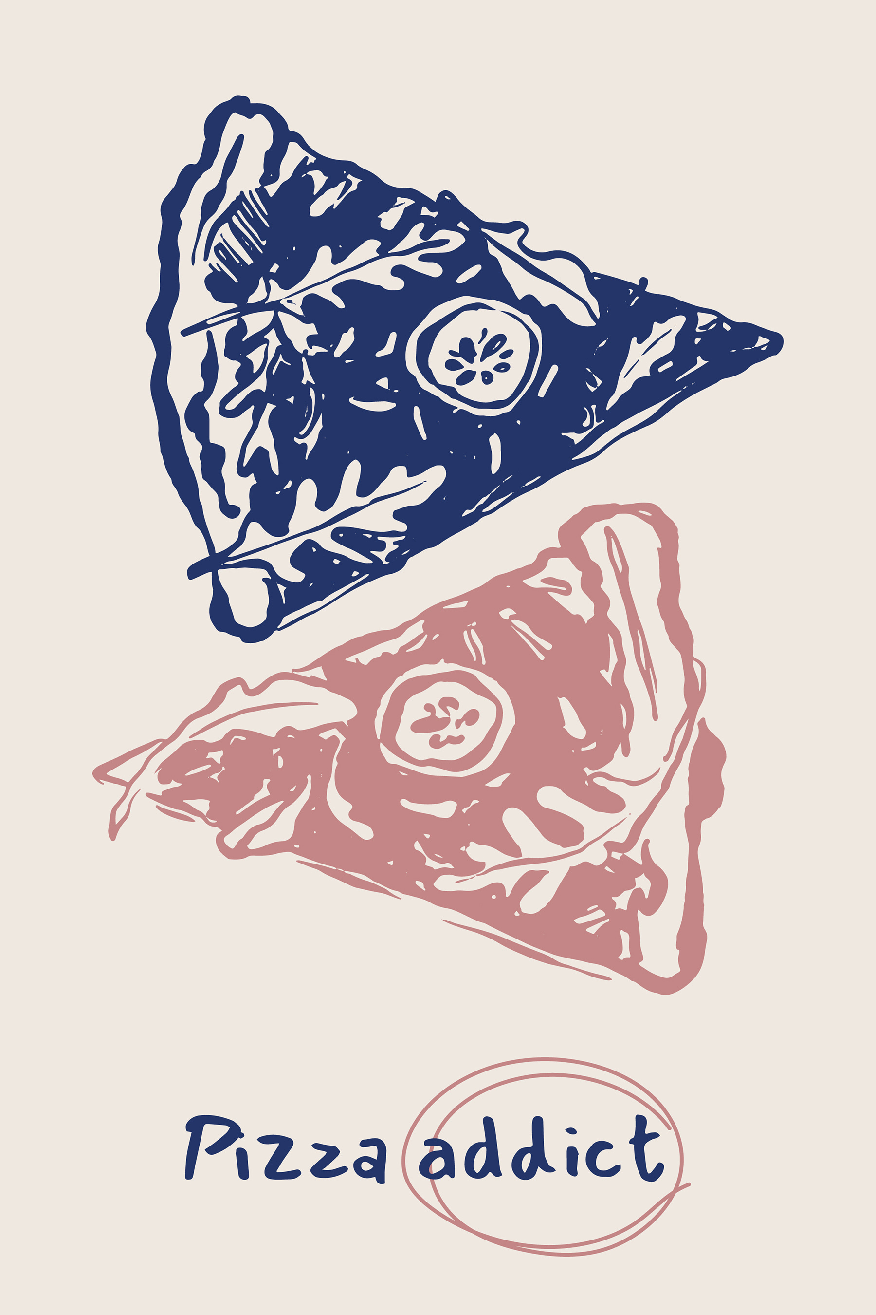 A drawing of a pizza