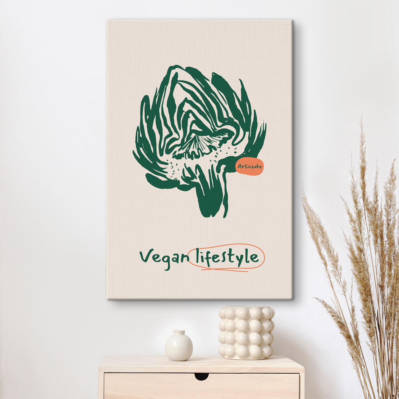 A green and white drawing of a plant